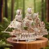 Ury Diy 3D Retro Style Halloween Ghost Pirate Ship Model Toys Handmade Set Home Decoration Christmas Gift For Kids