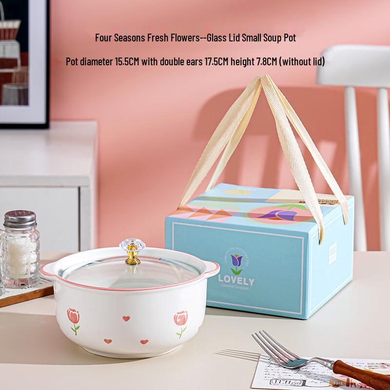 

SHUNJU Large Ceramic Soup and Ramen Bowl with Glass Lid