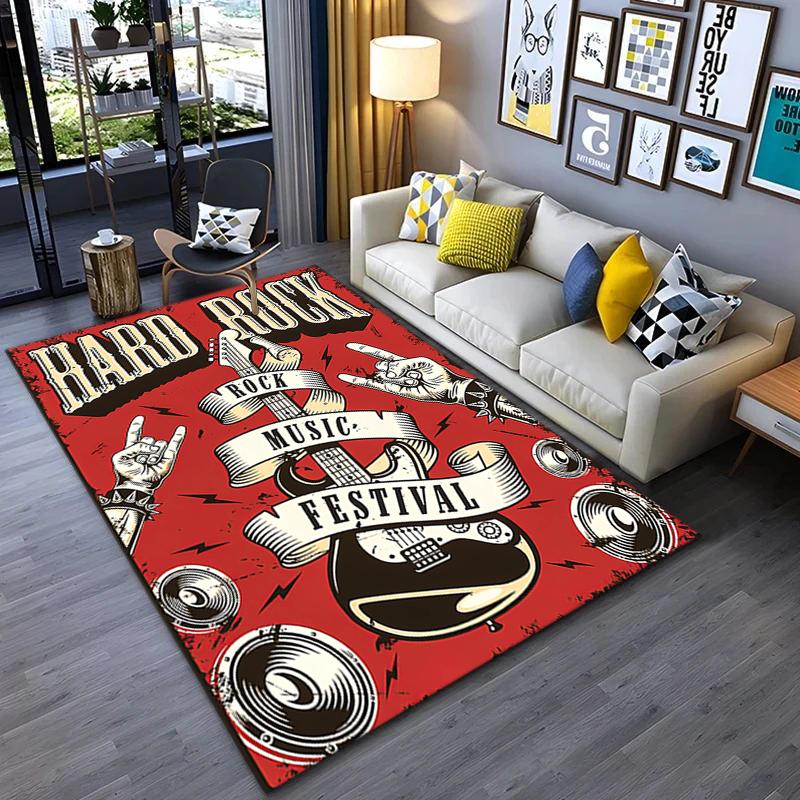 1Pc Musical Elements Printed Circular Carpet, Home Door Mat, Outdoor Travel Protection Carpet A9