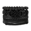 Personalized 4-Piece Black Bead & Leather Bracelet Set for Girls & Boys – Perfect for Parties & Festivals