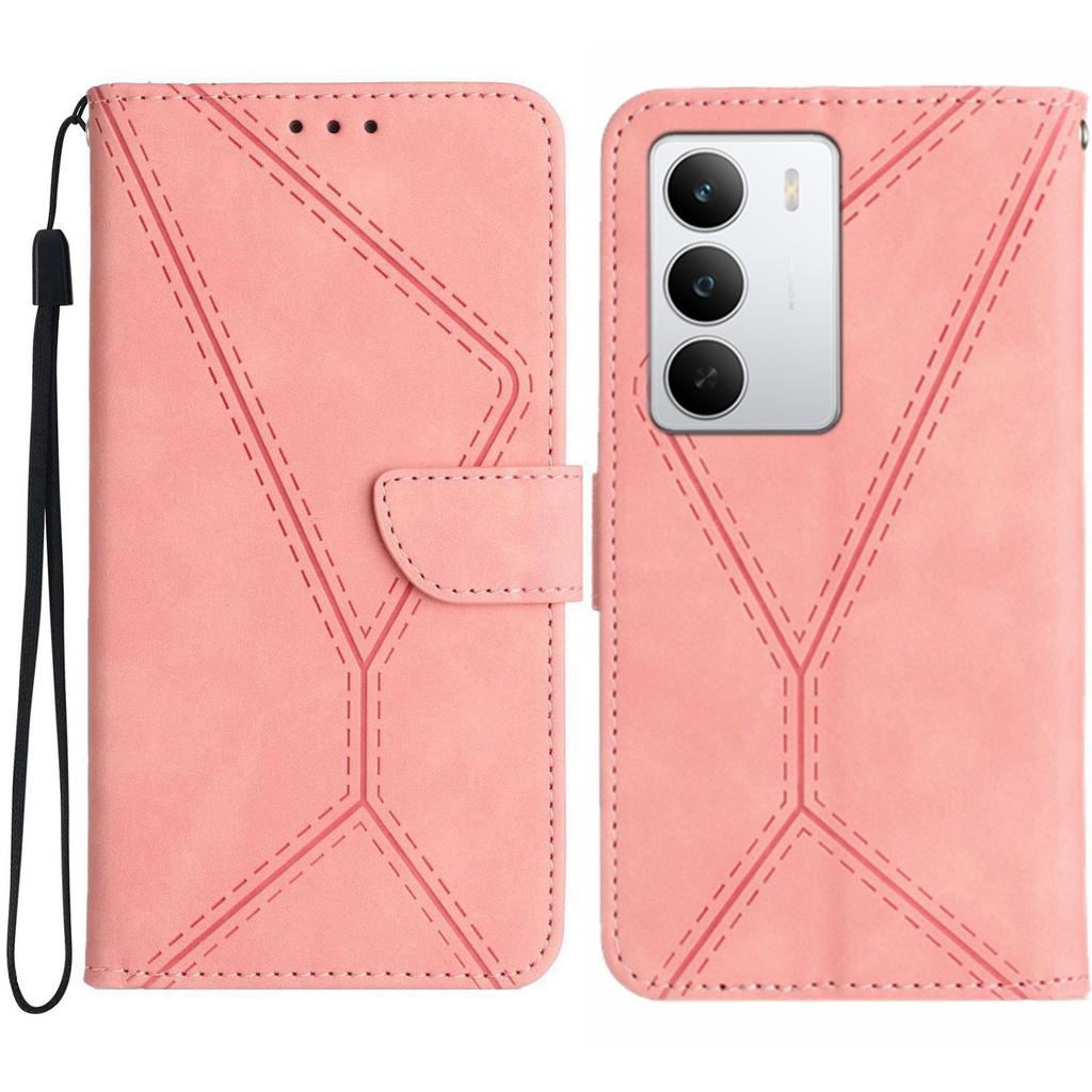 For Realme C71 4G Case Skin Touch Lines Imprinted PU Leather Flip Phone Cover