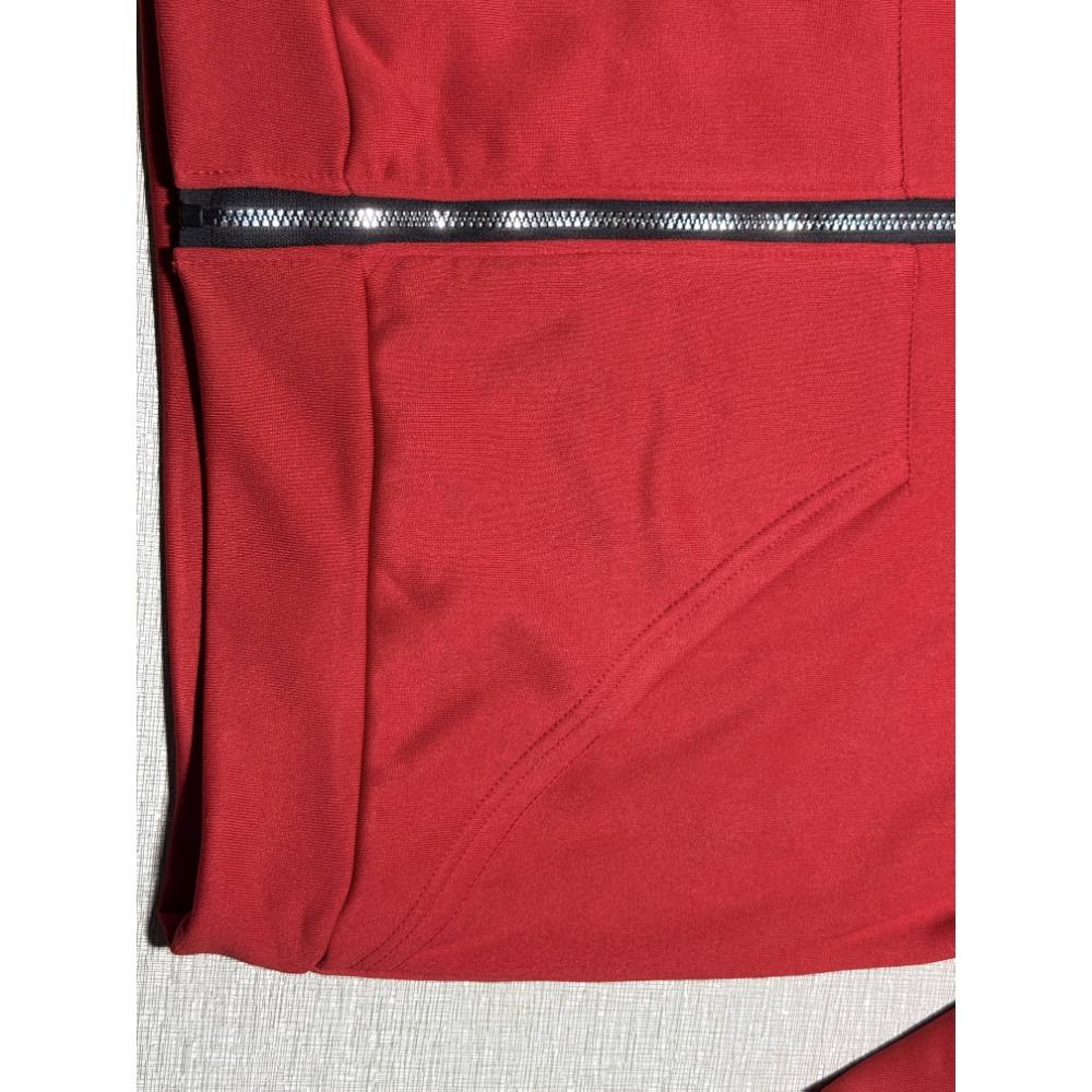 Men's Red Hooded Zipper Jacket "It's Never Luck It's Always God" Printed Jacket with Polyester Ribbed Cuffs and Hemps for Autumn and Winter