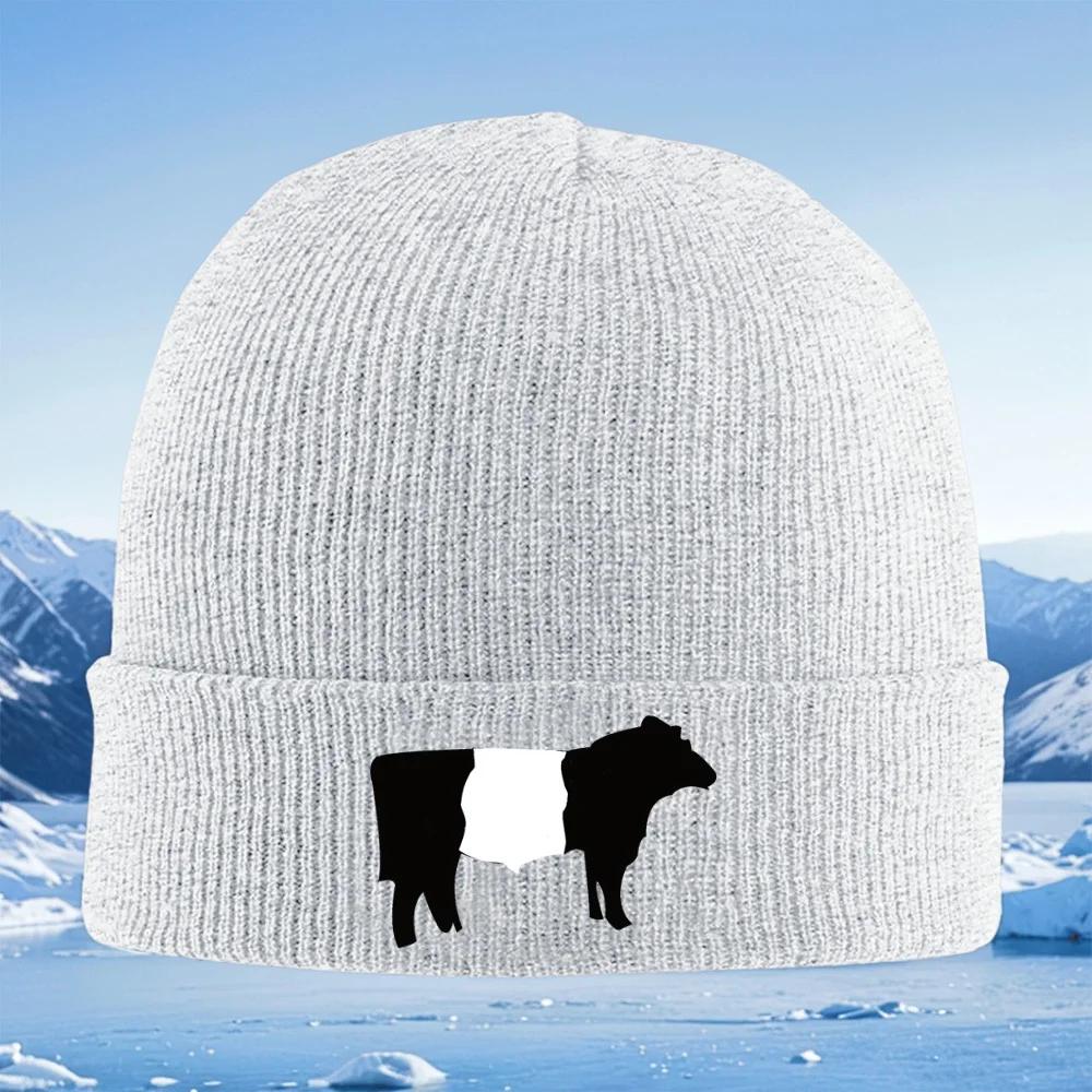 Cow Body Shape White Silhouette Unisex Women Unisex Knitted Hat Beanie Pullover Cap Winter Thermal Warm Christmas Outdoor Cycling H