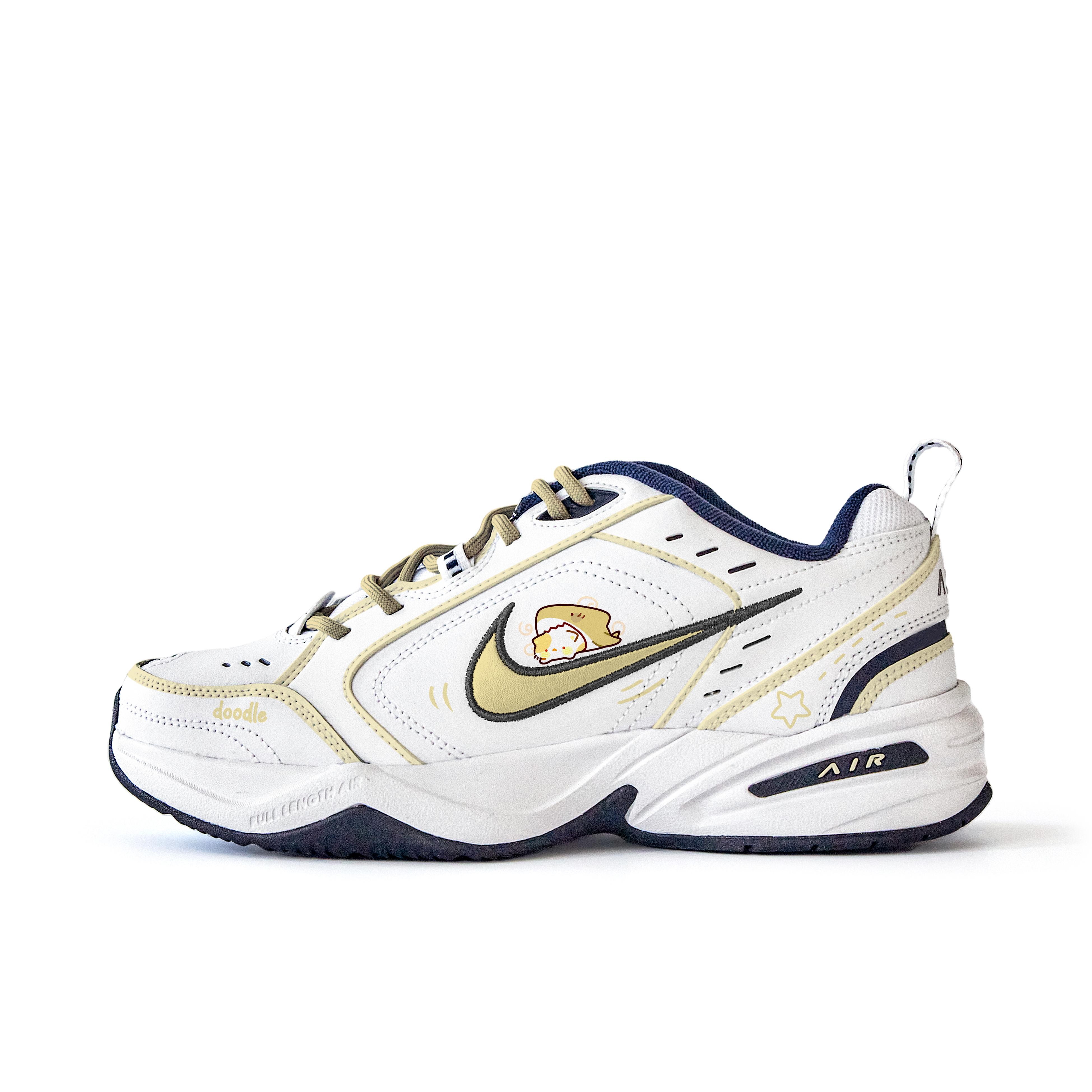 

Nike Air Monarch 4 Slip Resistant Abrasion Resistant Low top Chunky Sneakers Unisex White Yellow 415445-102 (Team746-) 45
