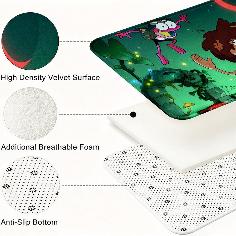 Amphibia Print Flannel Kitchen Mat Christmas Soft Area Rug Non Slip Floor Carpet Home Decoration