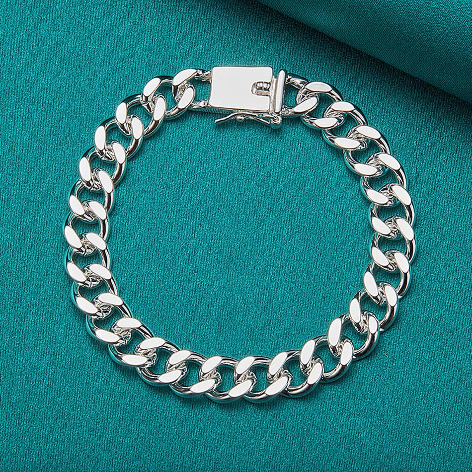 

Браслет-подвеска из стерлингового серебра 925 пробы с боковой цепью 8 мм для женщин, свадебных вечеринок, модные украшения 20cm