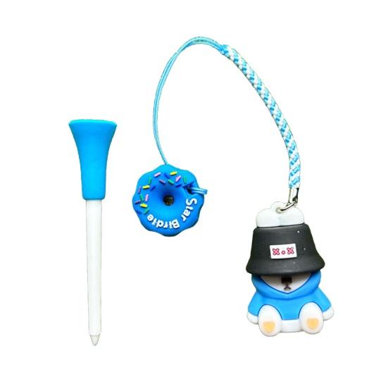 Cartoon Anti Lost Golf Tee Hanger with Tee Plastic Donut Design Golf Tee Ring with Strap Loss Prevention Golf Tee Holder for Men Women Golfers