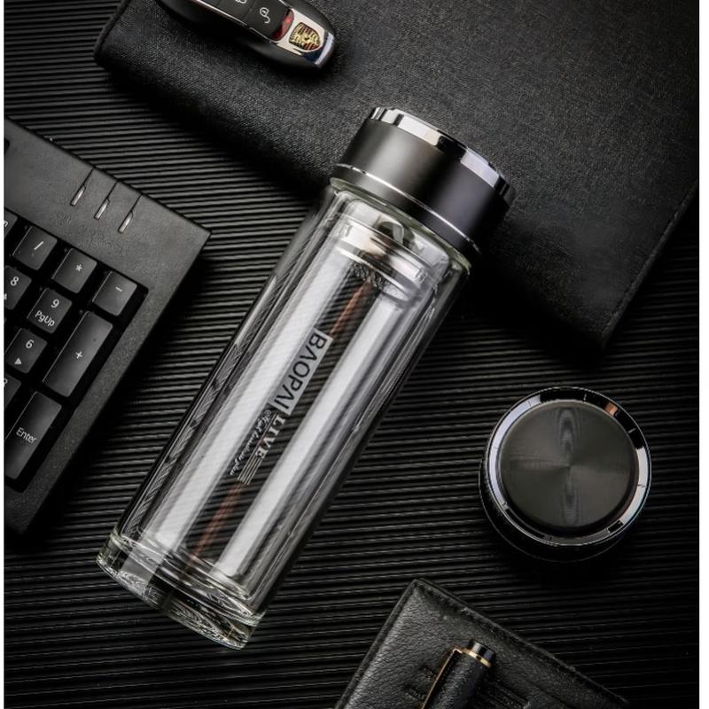 BAOPAI BP03-G2021 Double Wall Borosilicate Glass Travel Mug