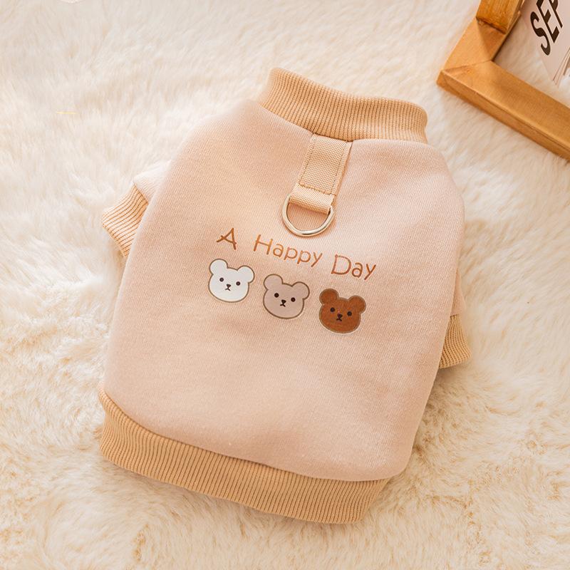 Pet Fleece Sweater Bear Pattern Outfit Small Dog Plush Clothing Thermal Lightweight Winter Wear Puppy Apparel Soft Warm Coat