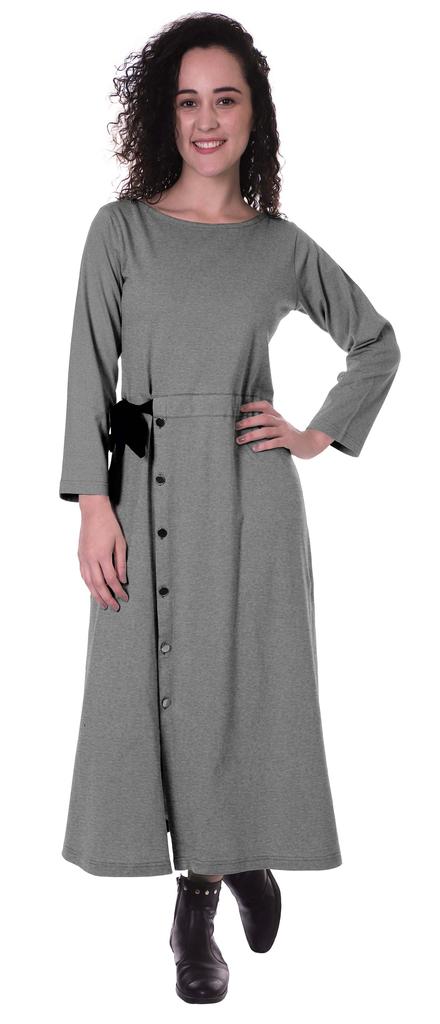 Moomaya Full Sleeves Maxi Dress Long Button Down Solid Casual Slit Dresses