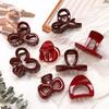 Elegant Geometric Large Ankola Red Hair Claws for Women Girls  New Year Barrettes Hairpins Hair Grab Shark Clip Accessories