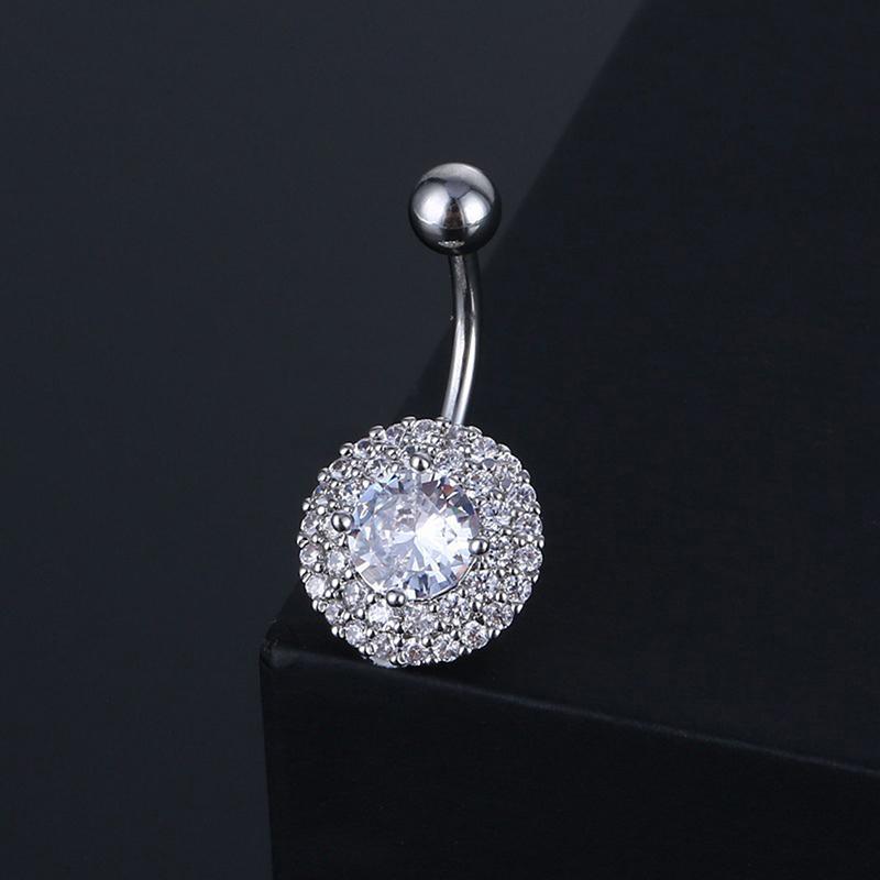 Bauchnabelringe Edelstahl Nabelpiercing Zirkonia Blume Nabelring