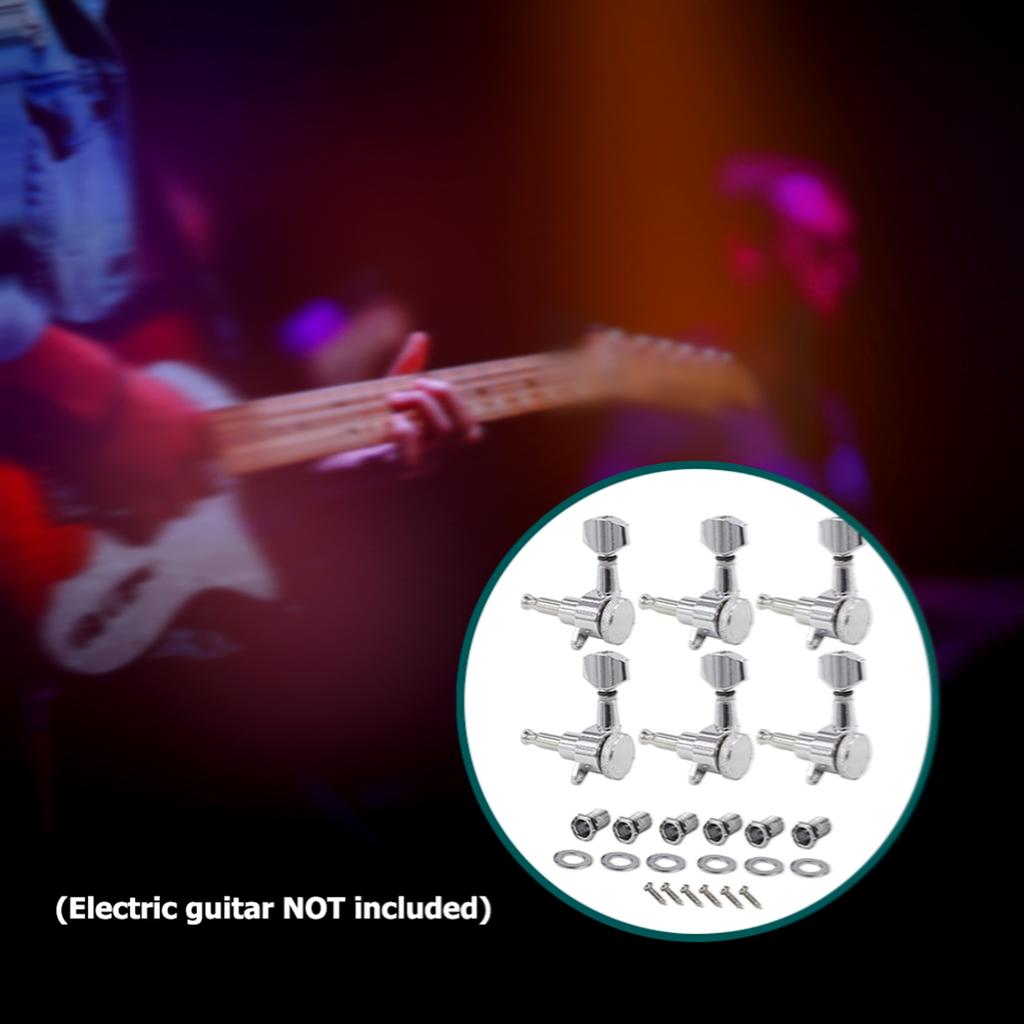 6 Right Inline Electric Guitar Tuning Peg Sealed Locking Tuners Chrome Plated Guitar Tuning Keys Machine Heads 1 : 18