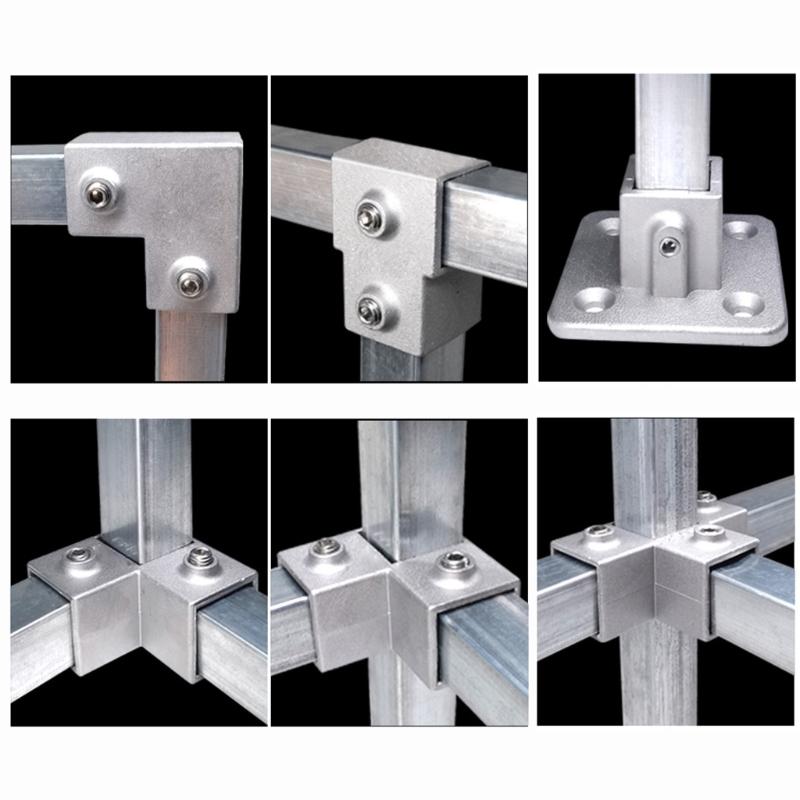 Connettore Rastrelliera di Stoccaggio Giunto Fisso Tubolare Quadrato Raccordo a Gomito a 3 Vie per Montanti di Recinzione e Costruzione di Scaffalature Industriali