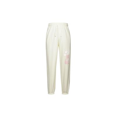 Letter Lace High Waist Cuffed Casual Knitted Sports Pants Women Bottoms Coconut-Milk FB8488-113