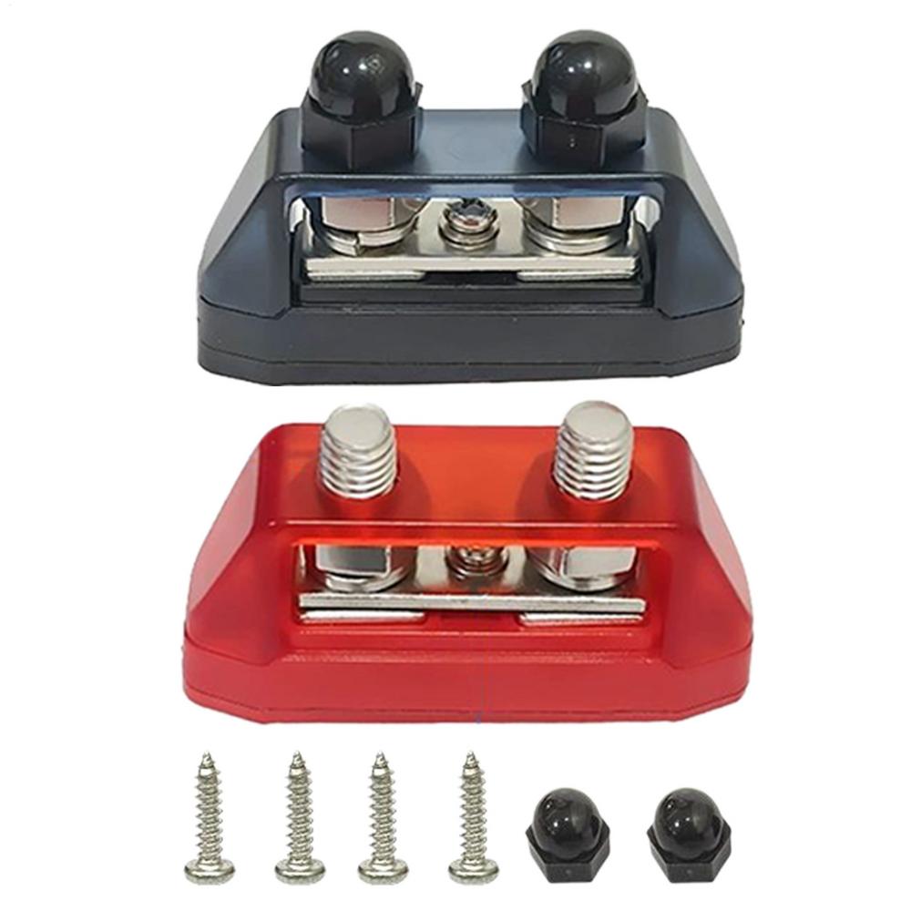 2 Stück 12V-48V DC Sammelschienen-Verteilungsblock Mit Doppelbolzen Klemmenblock M8/M10 Elektrische Sammelschienenmontage Isolatoren Für Marine