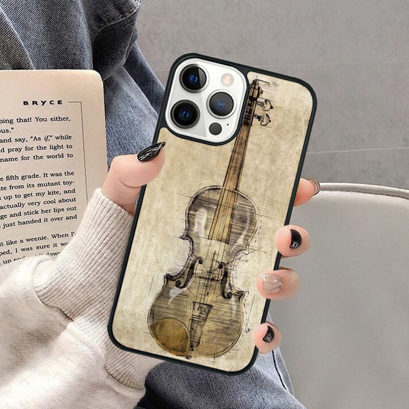 Violin and Musical Note Phone Case for iPhone 17 Air 16 16e 15 Plus for Apple 13 11 12 14 Pro Max Cover coque Shell