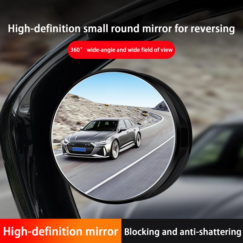 2pcs Car Blind Spot Rear View Mirrors Small Fish Eye Mirrors Round Side Blind Spots Mirror Car Reverse Auxiliary Convex Mirror