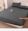 High-Quality Washed Cotton Solid Color Fitted Sheet with Pillowcase, Bedspread, and Dustproof Bed Cover