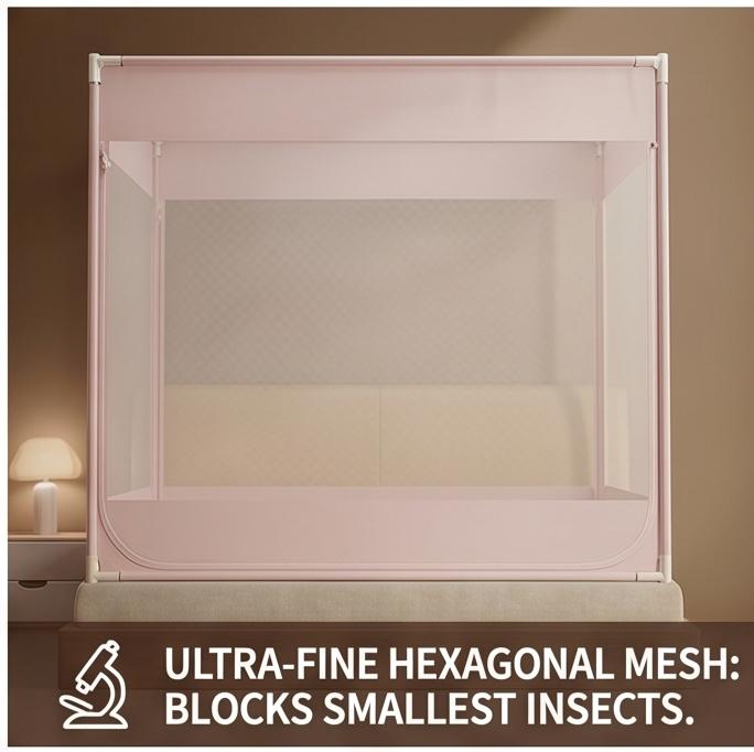Premium Langlebiges Kein-Aufbau Jurten-Stil Vollboden Anti-Sturz Moskitonetz für 120/150/180/200cm Betten, Sicher für Kinder & Babys, Ideal für den Heim-Schlafzimmergebrauch