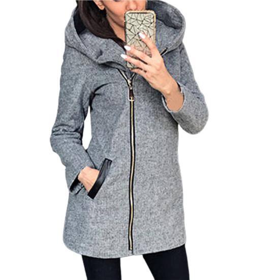 Color sólido lateral otoño invierno cremallera con capucha mujer bolsillos  largo sudadera casual ropa femenina comprar a buen precio — entrega  gratuita, reseñas reales con fotos — Joom