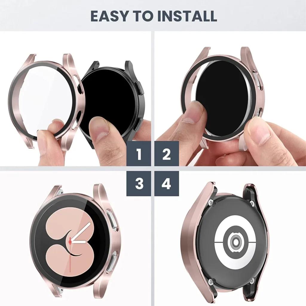Glass+Case for Samsung Galaxy Watch 5 4 40mm 44mm Accessorie PC All-around Anti-fall Bumper Cover Watch5 Watch4 Screen Protector