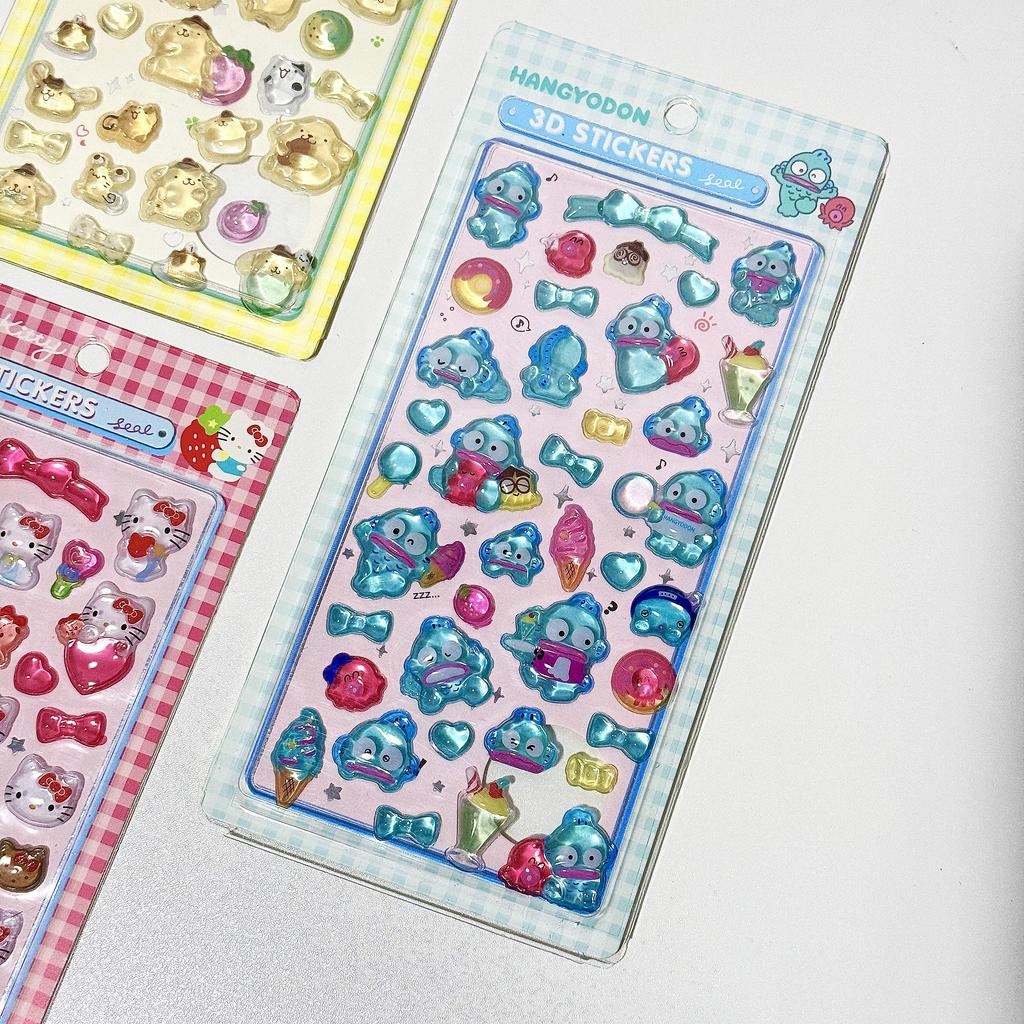 1/8Pcs 3D Sanrio Stickers Anime Sanrio Kuromi Hellokitty My Melody Cinnamoroll Hangyodon Bag Cases Decoration Birthday Gifts