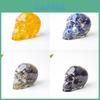 Crystal Resin Skull Decor With Natural Stones For Office And Home Tabletop Display