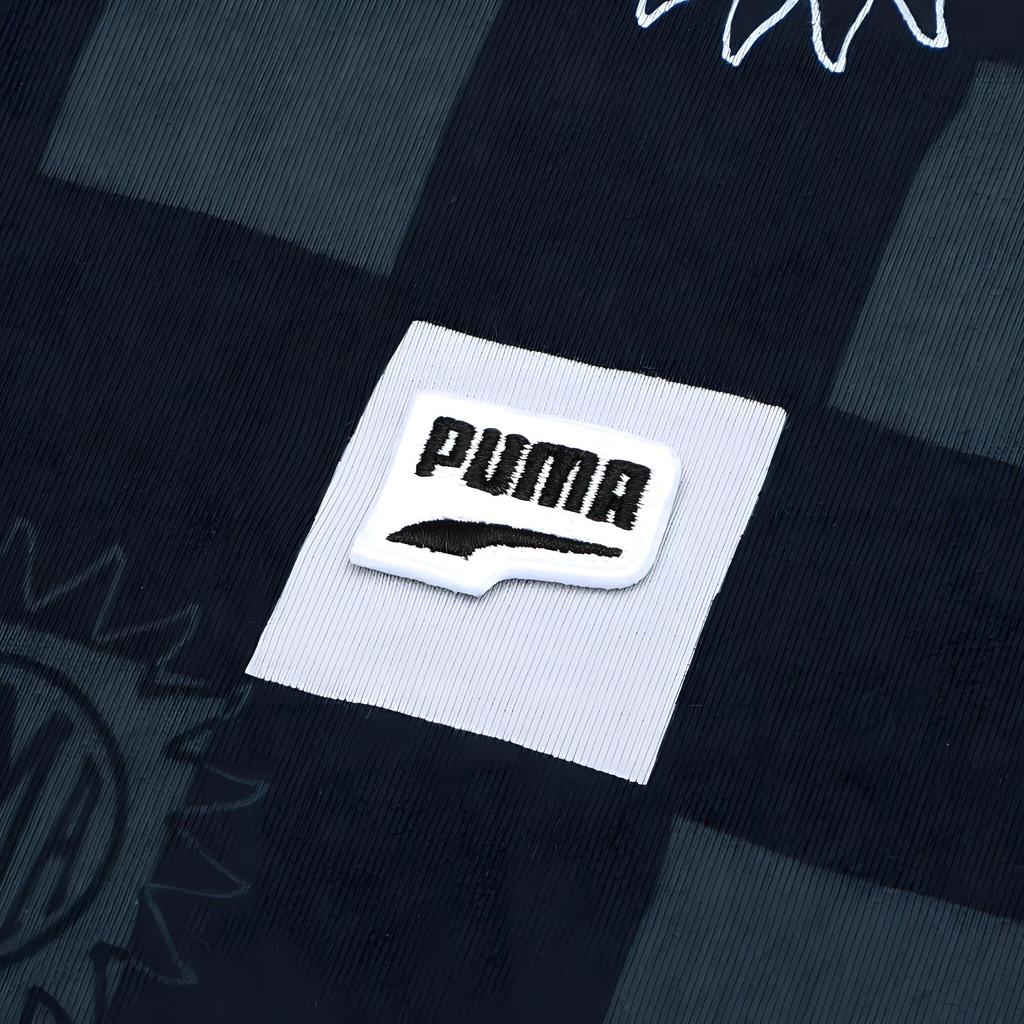 Puma Downtown Aop Tee Round Neck Plaid Short Sleeve T-shirt Men Tops Gray Blue 535365-42