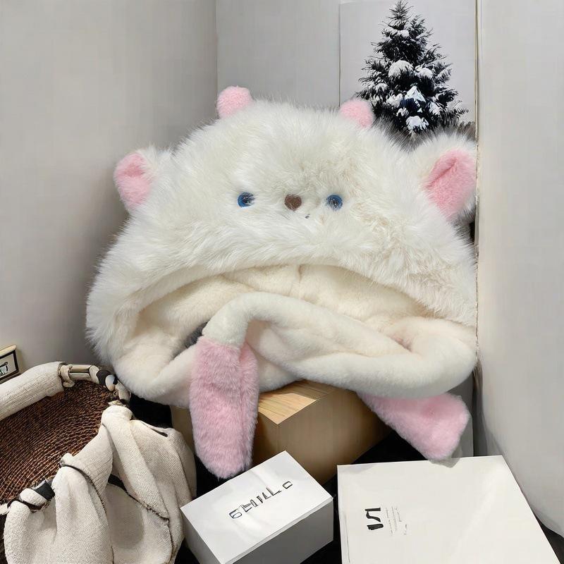 Women's Winter Plush Hat with Scarf & Ear Protection: Cold-Proof, Warm, and Thickened.