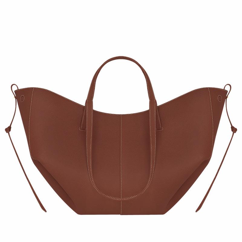 Genuine Polene Women's Large Cowhide Tote with Pleated Design – Shoulder and Underarm Fashion Bag.