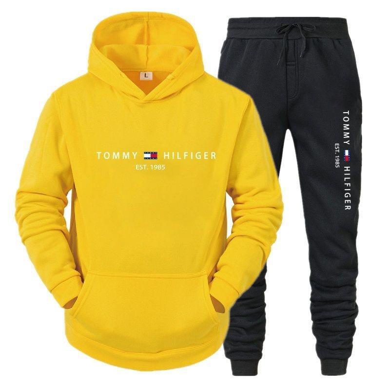 Unisex Spring/Autumn Hooded Fleece Set - Loose Fit, Casual Print Sweatshirt