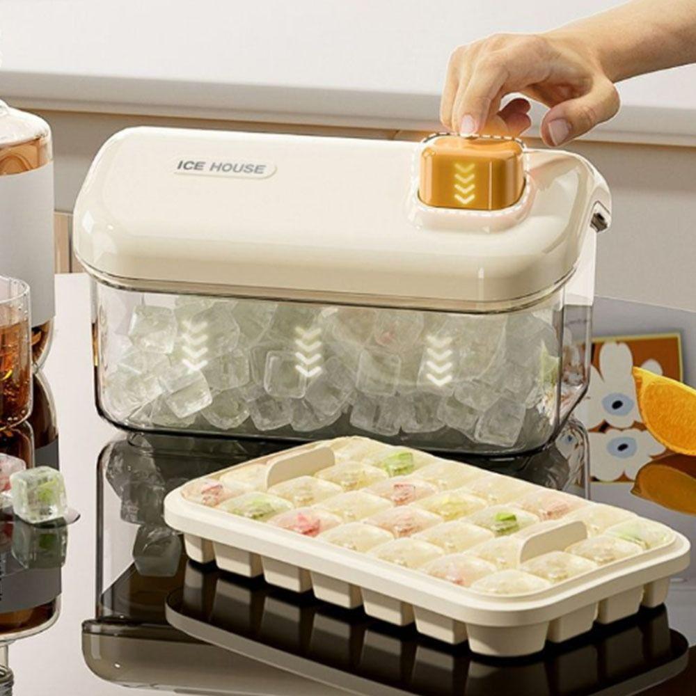 

Demoulding Ice Making Box Quick Freezing Ice Storage Box Portable Ice Cube Molds Summer Single layer-Apricot pink