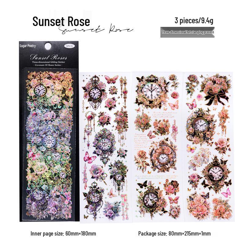 Rose Rendezvous Gold 3D Stickers: Dreamy Butterfly Floral DIY Journal Decoration