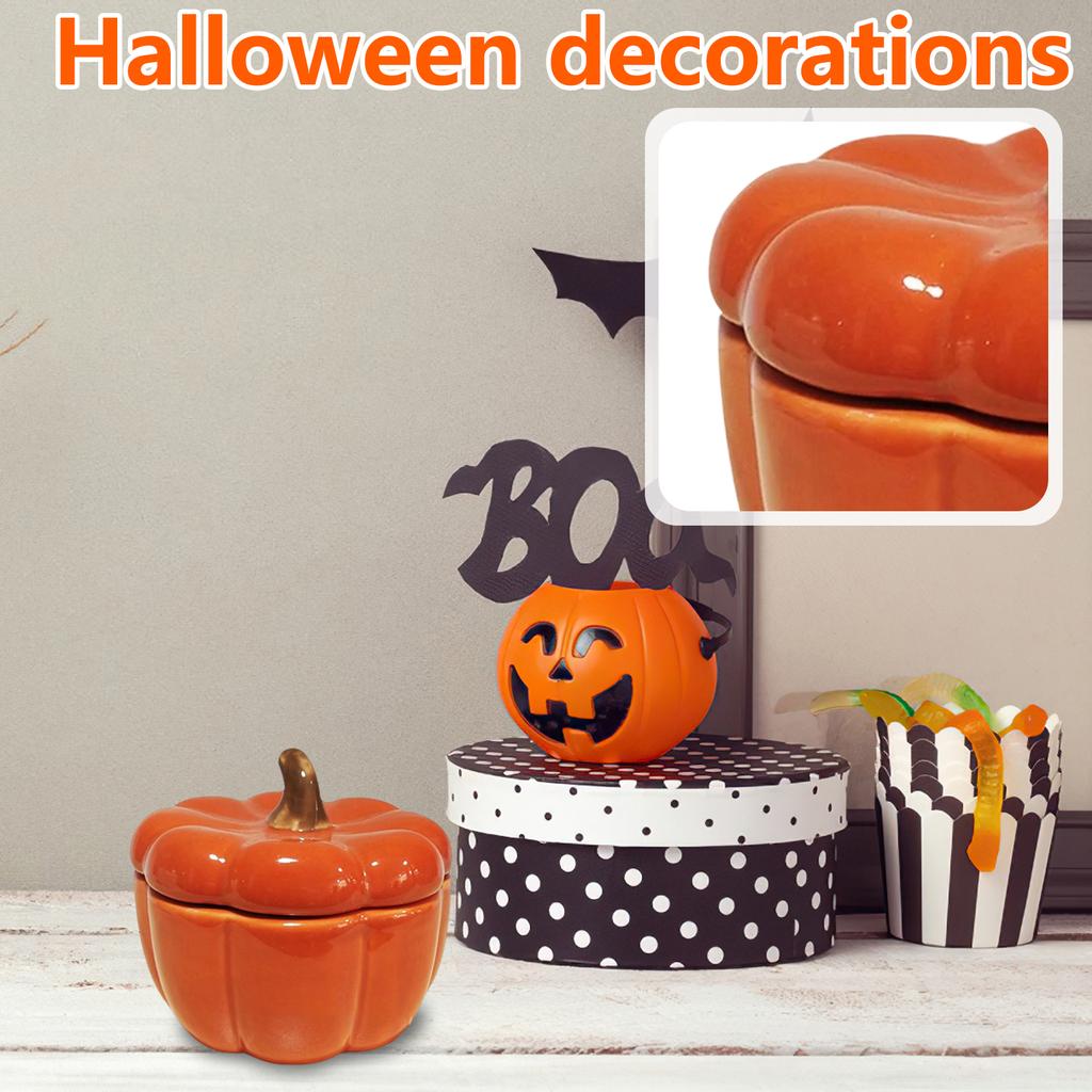 Halloween Ceramic Candle Cup Pumpkin Bowl Decoration