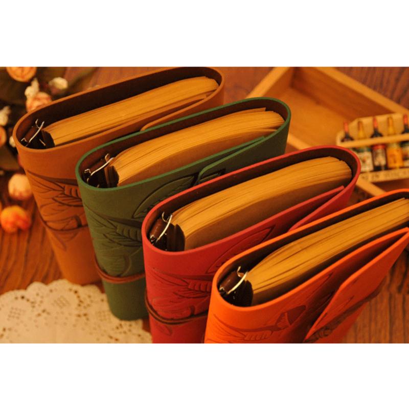 Retro Leaf Notebook School Office Stationery Diary Notepad Literature PU Leather Note Book Traveler Journal Planners Gifts