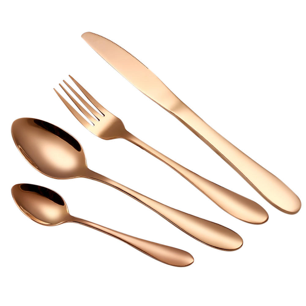 4PCS Set Stainless Steel Upscale Dinnerware Flatware Cutlery Fork Spoon Teaspoon