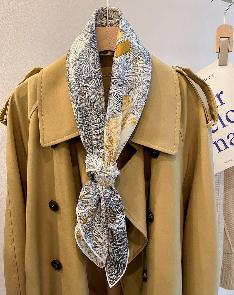 

Cattle Goods Must Receive Tropical Rainforest Fubao, Elegant Penny Grade Caramel Ash 14 Mmisan Silk Twill Silk Scarf 88*88 слюда