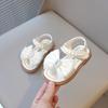 Girls Crystal Beach Sandals with Pearls Beading Fashion 2025 Summer Brand New Kids Bow-knot Sandals with Rhinestone Princess Hot