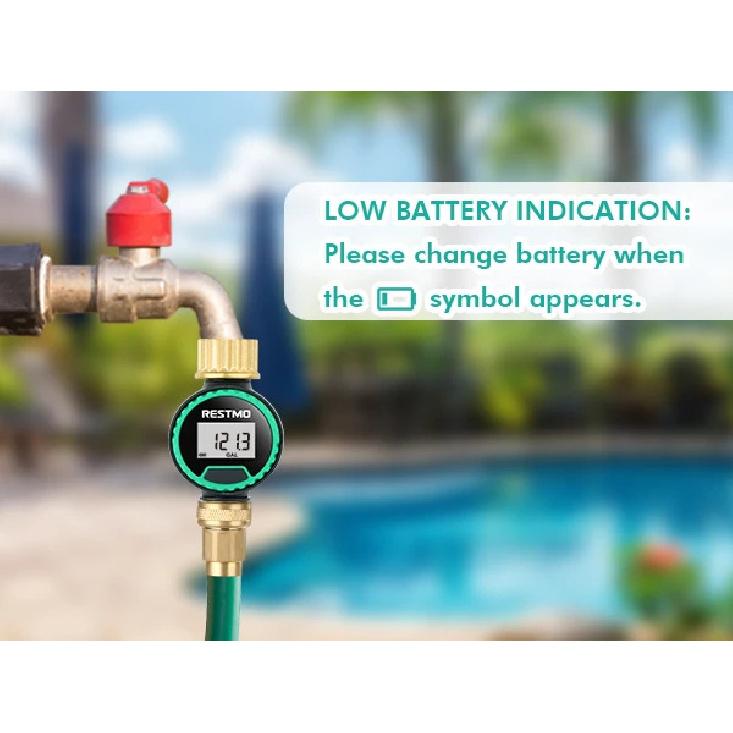 High Accuracy Digital Water Flow Meter Measure Water Consumption and Flow Rate for Outdoor Garden Watering/RV Water Tank Filling