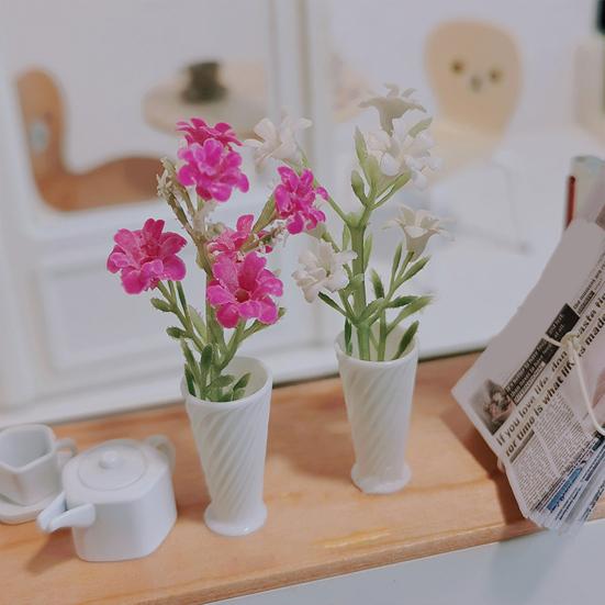 Miniature Flowers Mini Plant in Vase Model Miniature Faux Plant with Flowers for Doll Mansion Decoration Photography Display