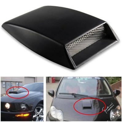 Car Front Bonnet Hood Decorative 3D Air Flow Intake Scoop Vent Cover Black
