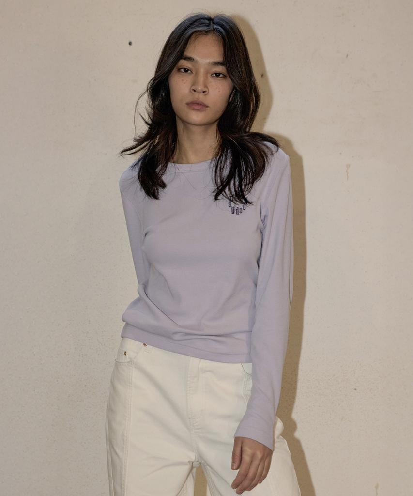MAGOODGAN Lydia 3656 Soft Ribbed Basic Lavender Long Sleeve Tee