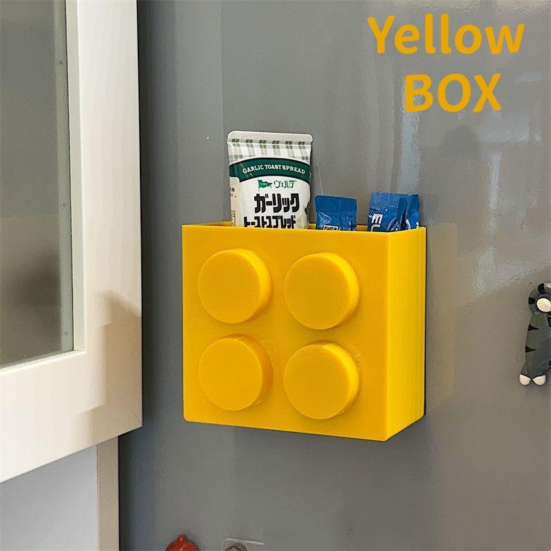 Building Blocks Refrigerator Magnetic Absorption Box Plastic Straw Holder Fridge Side Storage RackHome Decor