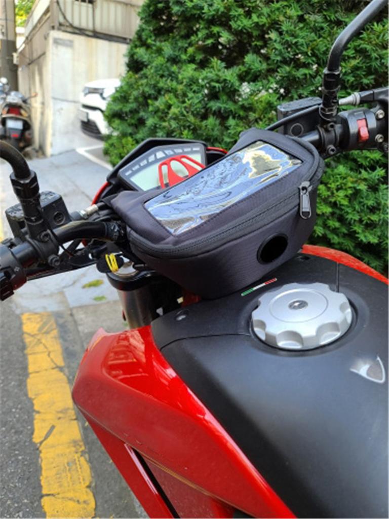 Motorcycle Handlebar Bag Storage Bag Mobile Phone Charger Waist Bag Black