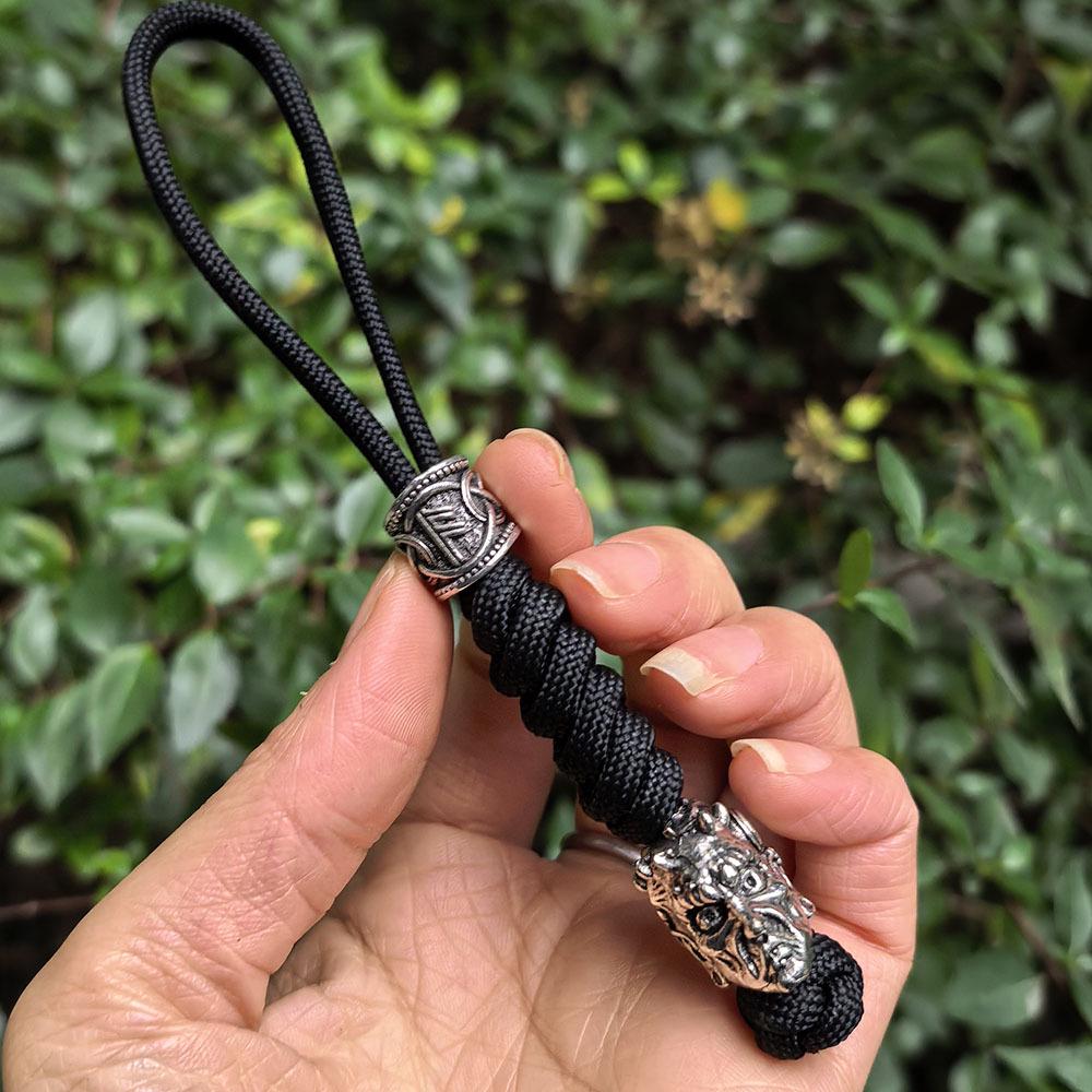 Zeven-Strands Paracord Spartan Piraat Camouflage Groen Rune Sleutelhanger