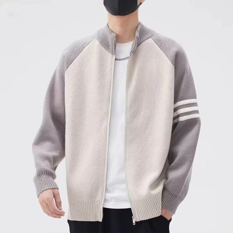 

Унисекс облегающие вязаные кардиганы в корейском стиле с полосатыми краями 2XL абрикосовый