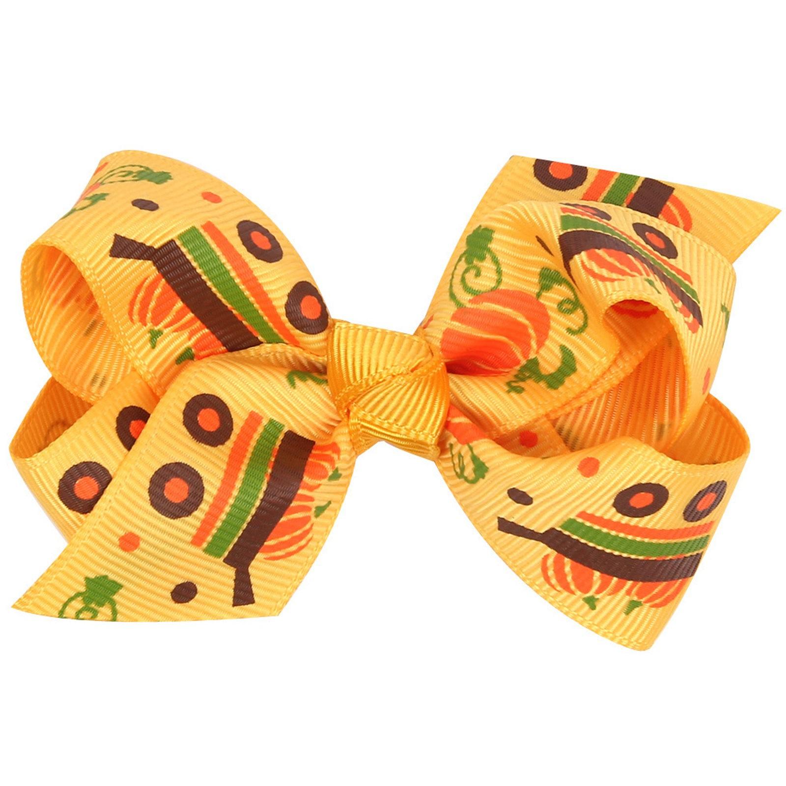 

Halloween Children s Cartoon Print Dress Big Bow Hair Clip жовтий