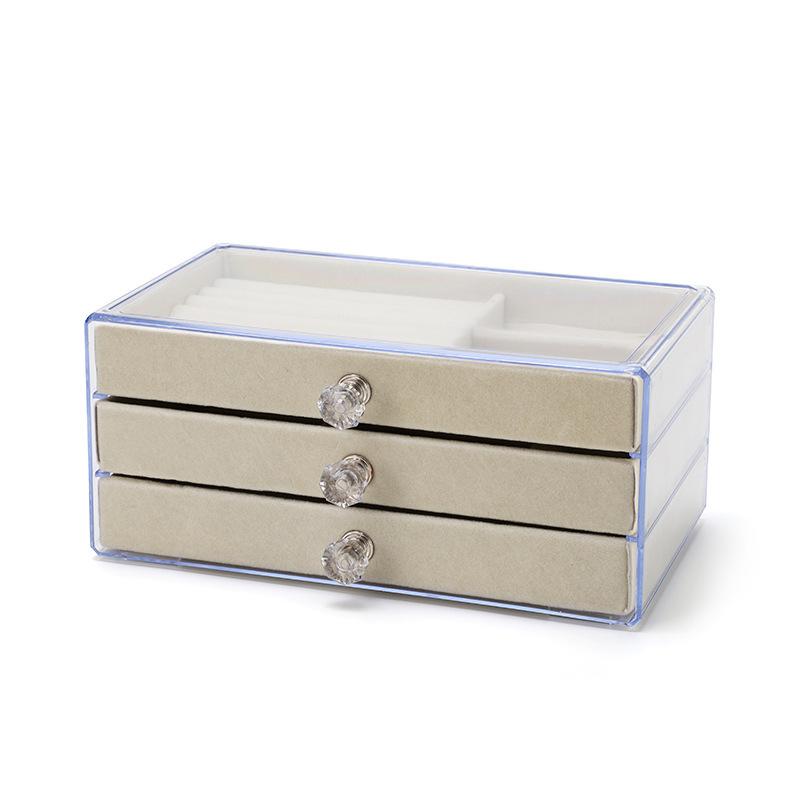 Dreischichtige Schmuckaufbewahrungsbox aus Flanell, Ohrringe, Ohrringe, Aufbewahrungsbox, staubdichte Schmuckschublade.