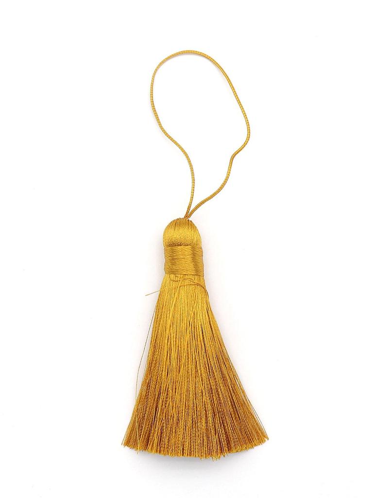 Green Bead Rice Pattern Hat Pendant with Vertical Polyester Tassel